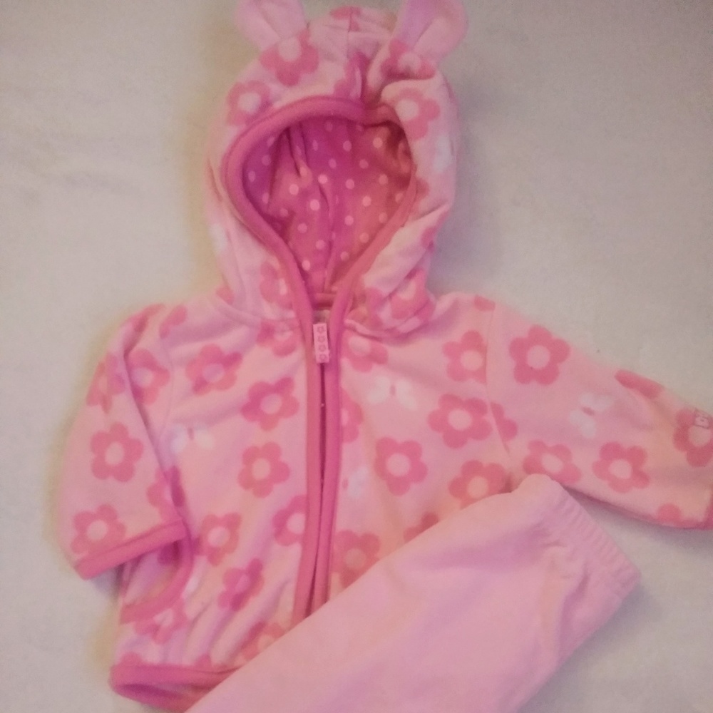 Carter's baby girl pink fleece outift